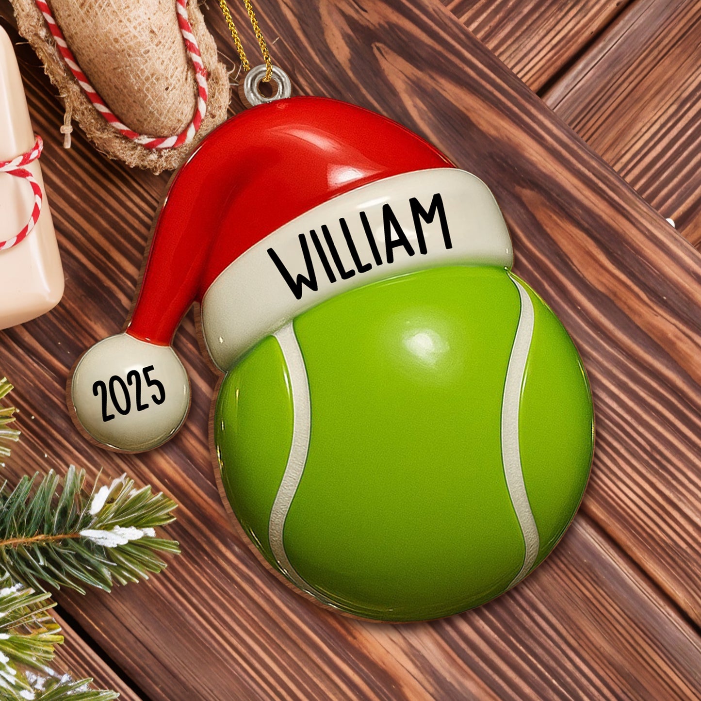 Celebra tus momentos especiales con una pelota de tenis personalizada - Adorno de madera personalizado, forma personalizada - SPORT021_WDO