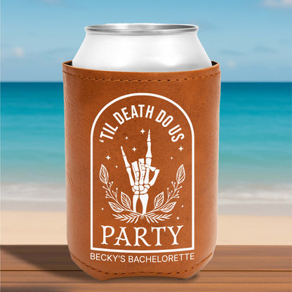 Bride Or Die, Arrow And Laurel Wreath - Personalized Leather Can Cooler - BST036_LECOO